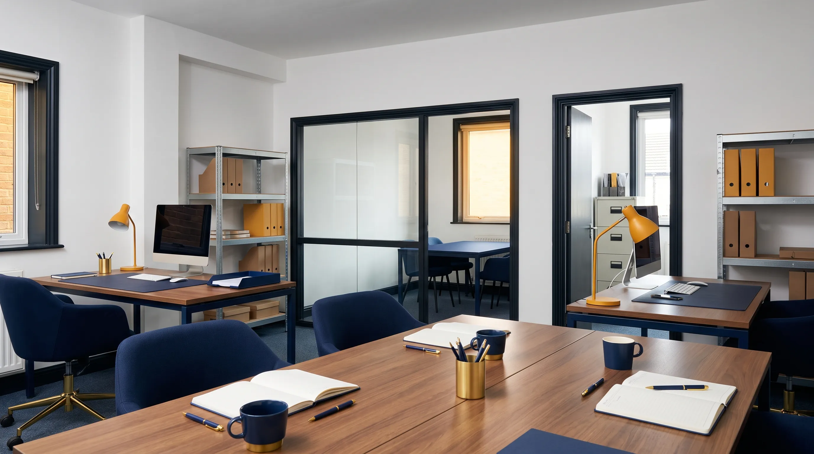 A modest UK office suite showing the kind of space used for a fractional marketing director’s work.