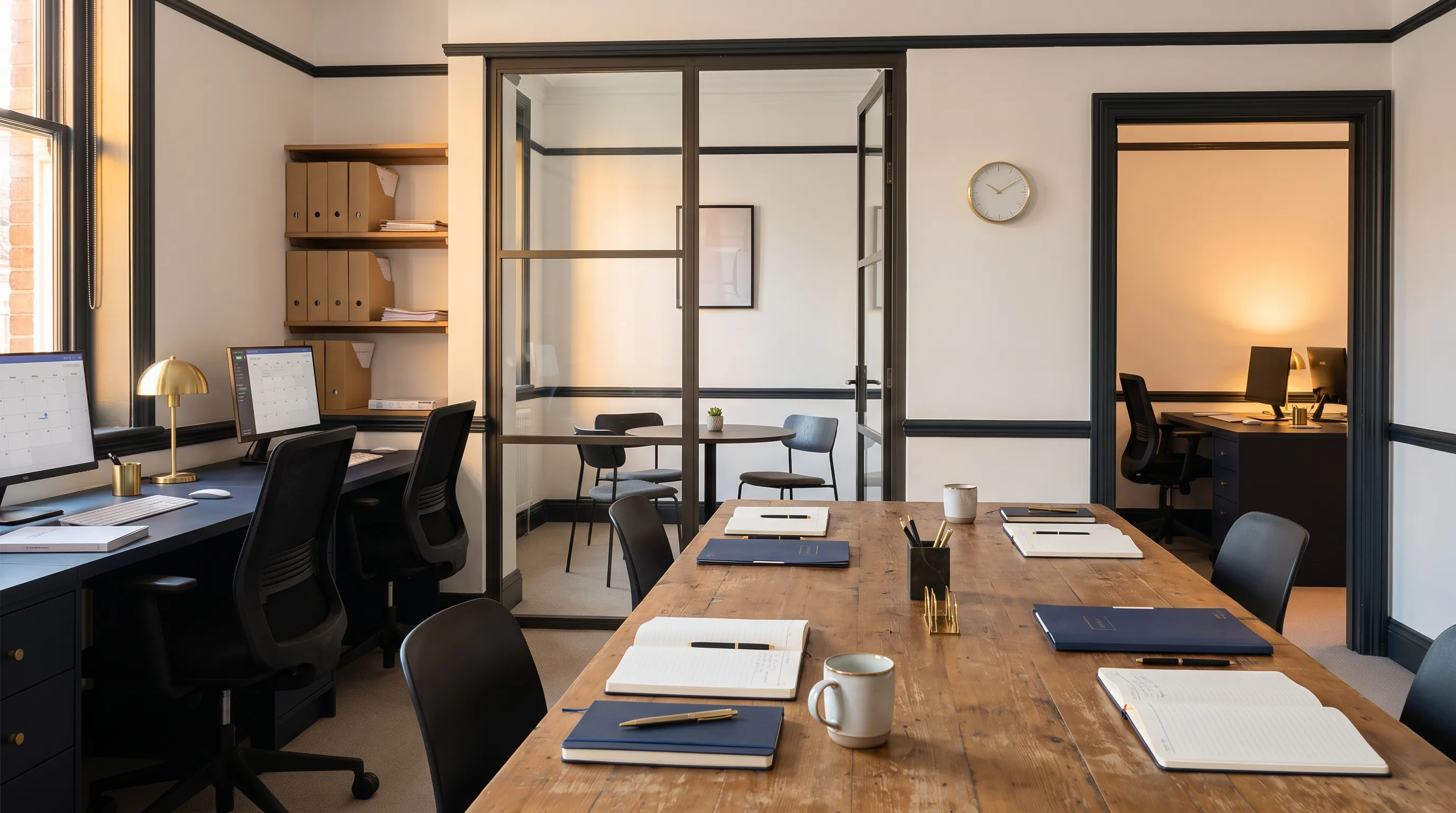 A UK business office interior shows the place where in-house marketing and agency decisions are handled.