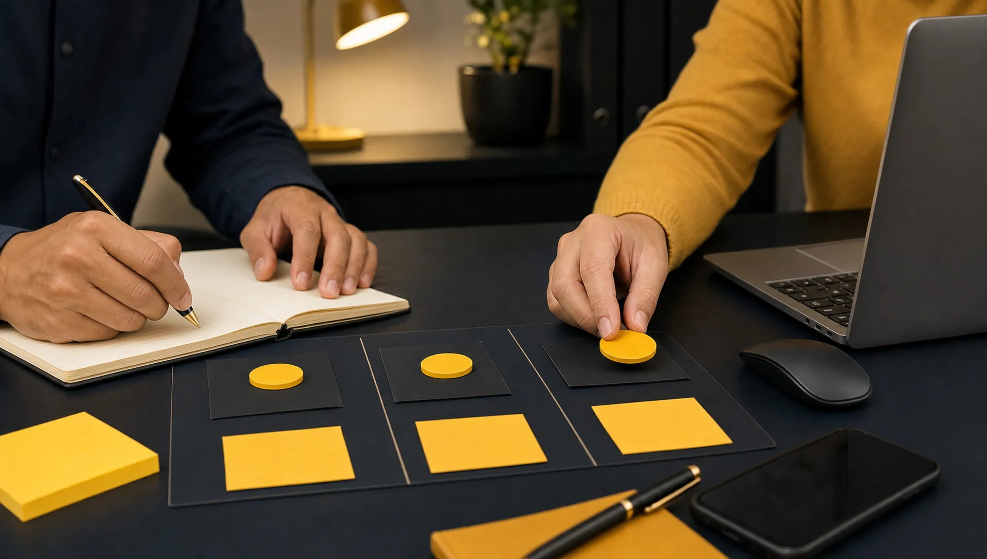 Hands at a desk record qualification notes and pass a lead to the next owner.